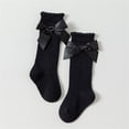 thumbnail image 1 of DAETIROS Unisex Kids Girls Kids Cotton Knee High Socks with Ruffled Bow Black Soft Breathable Dress Socks for Kids 1-6 Years,Size S, 1 of 3