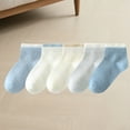 thumbnail image 1 of DAETIROS Unisex Kids‘s Ankle Socks Cotton Blend Breathable Soft Cuff Light Blue 5-Pack Ages 3-14 Years,Size 6 T, 1 of 3