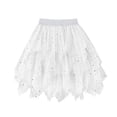 thumbnail image 1 of DAETIROS White Girls Tutu Skirt with Silver Stars | Sparkly Princess Tulle Skirt for Flower Girl Birthday Party | Kids Asymmetrical Sizes 2T-14,Size 9 T, 1 of 6