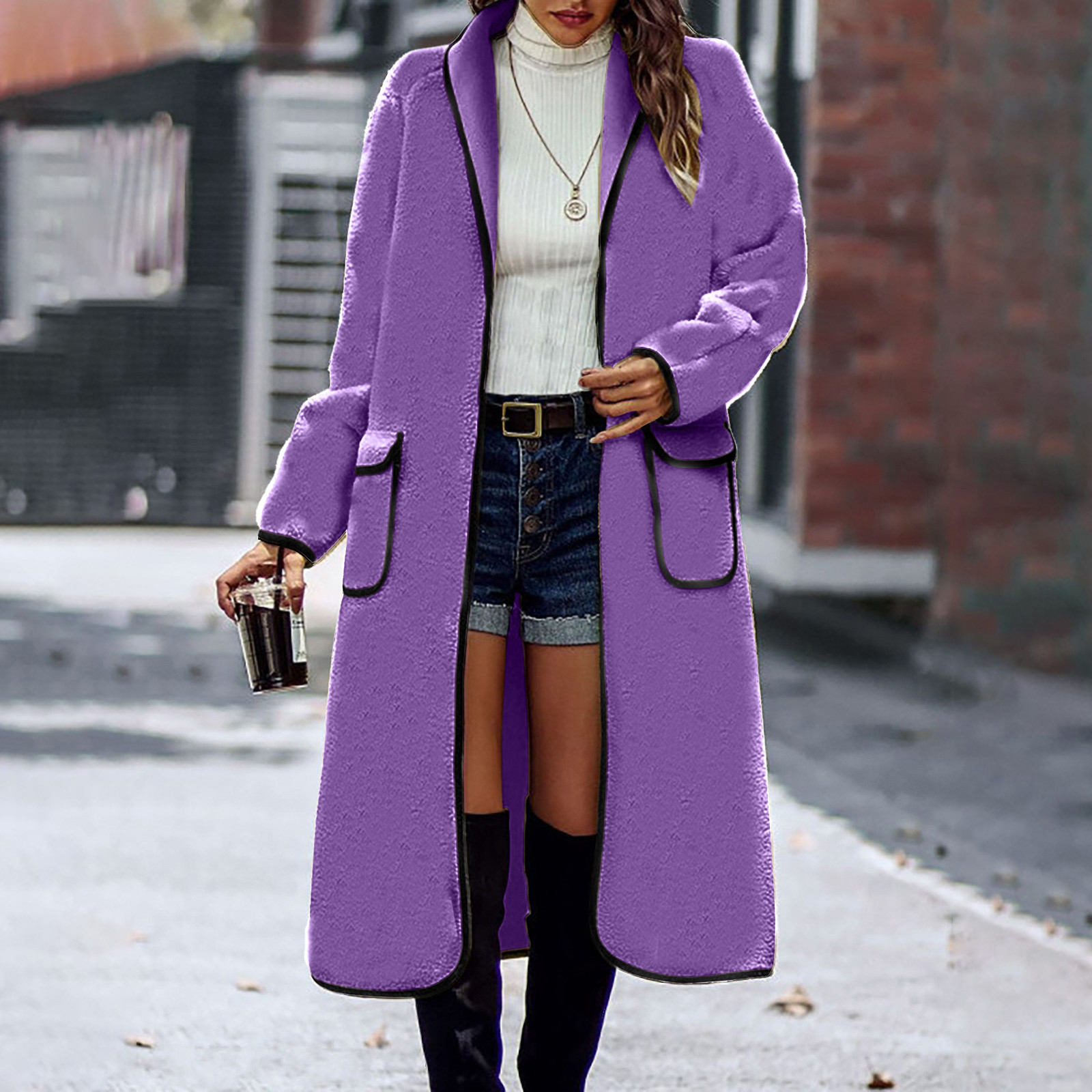 DAETIROS Winter Coats for Women Soft Color blocking Casual Womens Coats