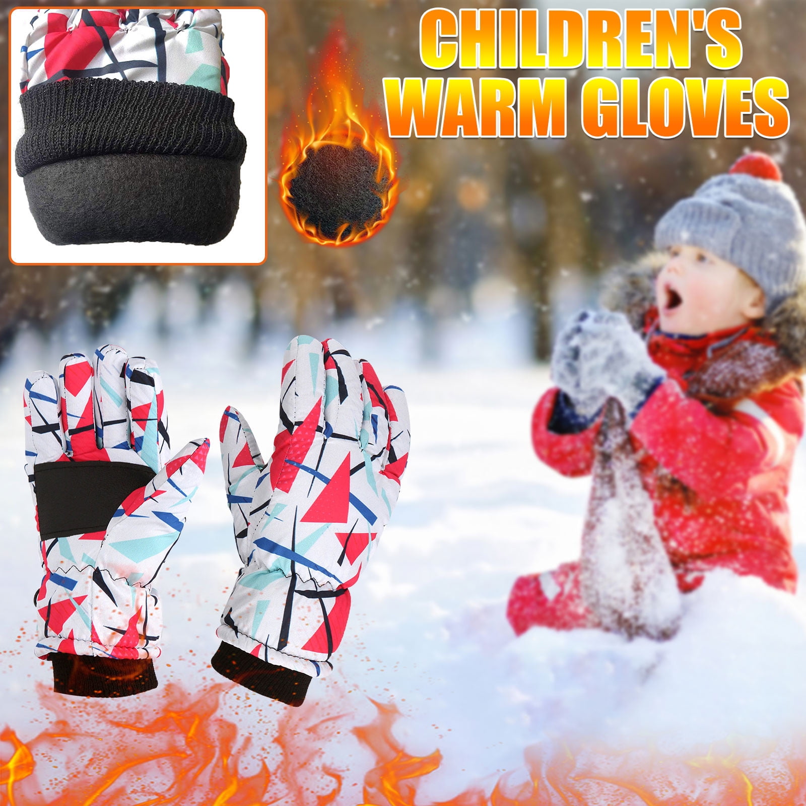 DAETIROS Winter Gloves Kids Thermal Skiing B Gloves Size Free