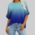 thumbnail image 1 of Fnooota Womens T Shirts, Gradient Print Casual Short Sleeve Crew Neck Summer Tops Blue Size M, 1 of 6