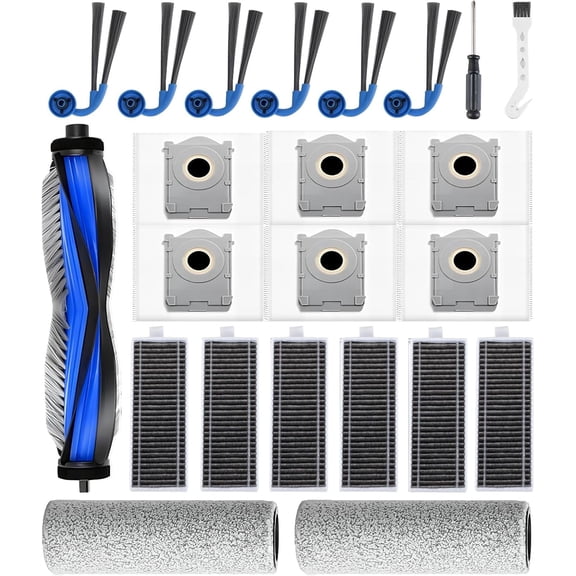DAEX 23 Pack Accessories Replacement Parts for Ecovacs Deebot X9 Pro Omni Robotic Vacuum Cleaner Parts Include 1 Roller Brush,2 Mop,6 Side Brushes,6 HEPA Filter, 6 Dust Bags,1 Screwdrivers
