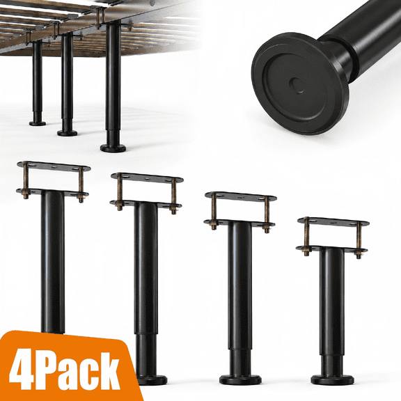 DAEX 4 Pcs Metal Bed Support Legs, Adjustable 7–12.6 Inch Heavy Duty Center Support for King & Queen Wooden Bed Frames