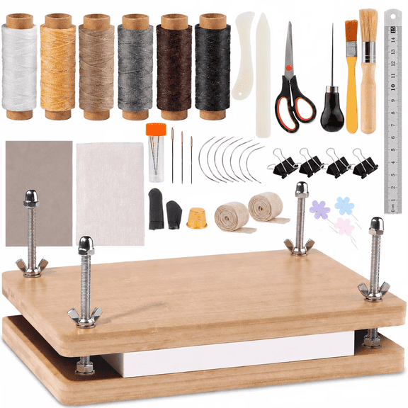 DAEX 50-Piece Book Binding Kit for Beginners, DIY Bookbinding Tool Set with Instructions, Fits 11.6 x 7.8 in Books