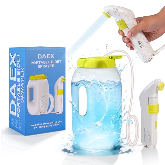 DAEX Electric Portable Bidet for Travel, Rechargeable Handheld Travel Bidet with 2.5L Water Bottle, Personal Hygiene Washer for Camping, RV and Home Use