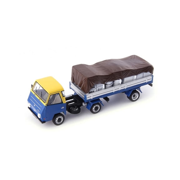 DAF Pony Van with Trailer [1:43 scale in Blue and Yellow]