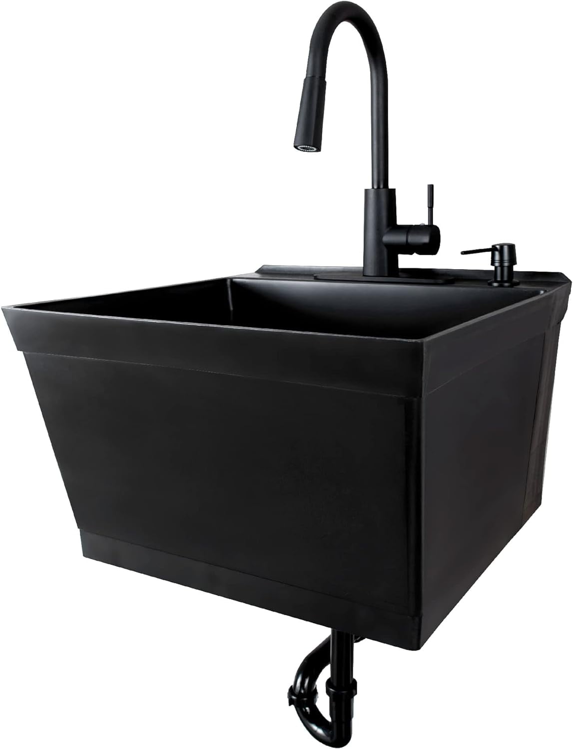 DAFANYA Tehila Black WallMounted Utility Sink Tub Kit with Black Pull