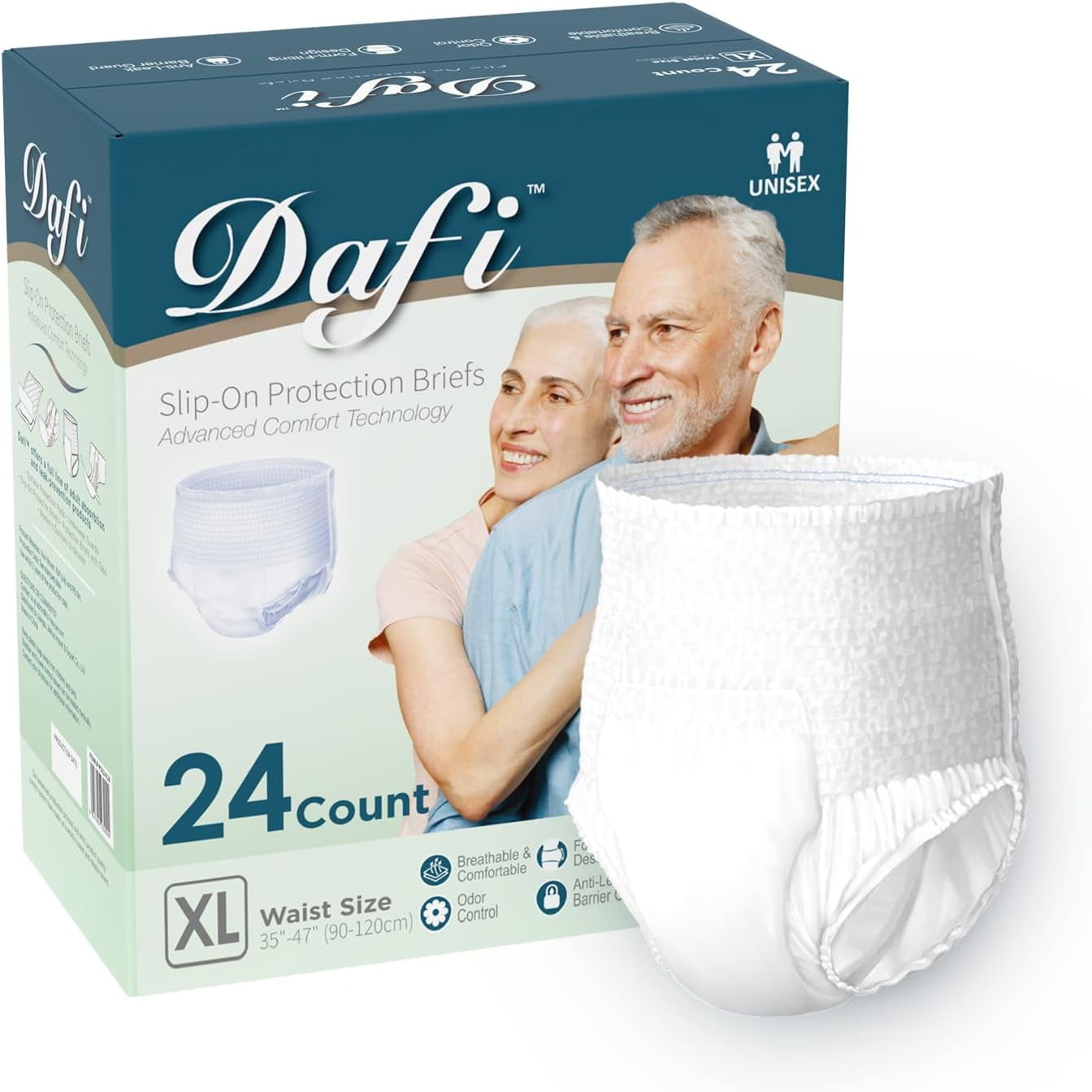 DAFI Adult Incontinence Underwear for Women & Men, XL/24 Count