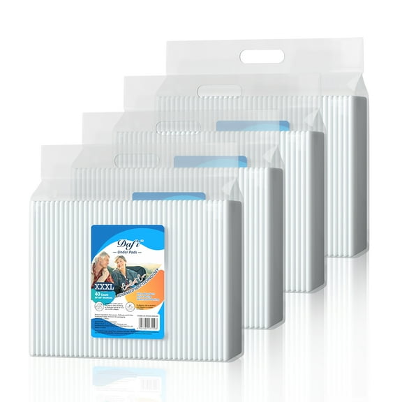 DAFI Disposable Incontinence Bed Pads Extra Large 36x 36(160 Count) Thick Underpads, Effective Odor Control Pee Pads, Chucks Pads, Pack of 4