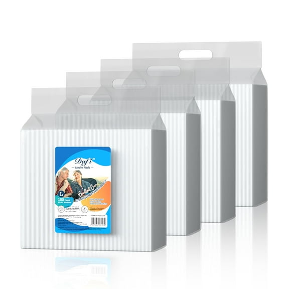 DAFI Disposable Incontinence Bed Pads Large 24x 24(400 Count) Thick Underpads, Effective Odor Control Pee Pads, Chucks PadsPack of 4