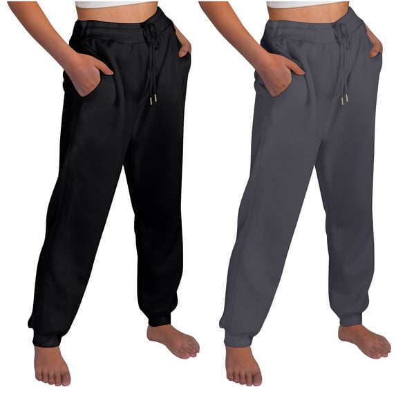 DAFPZW 2 Pack Women Joggers High Waist Drawstring Fleece Athletic Pants Baggy Comfy Lightweight Sweatpants with Pockets