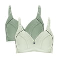 thumbnail image 1 of DAFPZW 2PC Womens Embroidered Glossy Everyday Bras Seamless Wire Free Comfortable Breathable Solid Underwear No Rims, 1 of 3