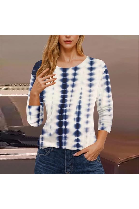 3/4 Length Sleeve Womens Tops 2025 Summer Crew Neck Shirts Three Quarter Sleeve Petite Tshirts