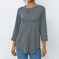 thumbnail image 1 of DAFPZW 3/4 Length Sleeve Womens Tops Crewneck Lace Tunic Business Casual Dressy Blouses Fall Trendy Outfits 2025, 1 of 8