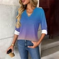 thumbnail image 1 of DAFPZW 3/4 Length Sleeve Womens Tops Roll Up Sleeve Loose Fit T-Shirts V-Neck Shirts Tunic Top Dressy Casual Blouses, 1 of 7