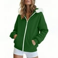 thumbnail image 1 of DAFPZW Christmas Sweatshirts for Women Oversized Fleece Zip Up Hoodie Long Sleeve Faux Fur Trim Fuzzy Jackets with Pockets, 1 of 9