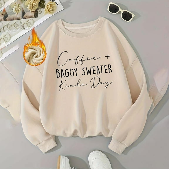 DAFPZW Coffee Sweatshirts for Women Baggy Sweater Crewneck Graphic Casual Lightweight Pullover Tops