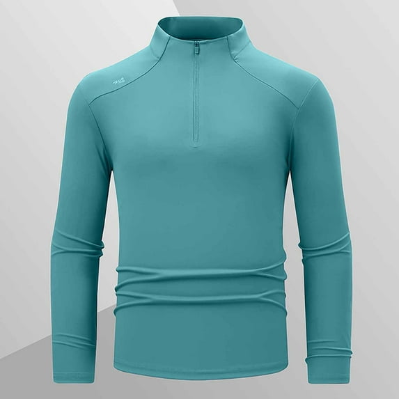 DAFPZW Compression Long Sleeve Shirt Men Quarter Zip - Mens Workout Gym T-Shirt Quick Dry Athletic Base Layer Sport Undershirt