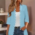 thumbnail image 1 of DAFPZW Crochet Lace Cardigan for Women Lightweight 3/4 Sleeve Fall Open Front Shrug Cover Ups Casual Outwear Coats, 1 of 7