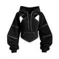 thumbnail image 1 of DAFPZW Crop Hip Hop Hoodies Women Pullover Spring Autumn Cutout Backless Bandage Short Hooded Sweatshirt Tracksuit, 1 of 4