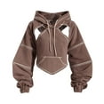 thumbnail image 1 of DAFPZW Crop Hip Hop Hoodies Women Pullover Spring Autumn Cutout Backless Bandage Short Hooded Sweatshirt Tracksuit, 1 of 5