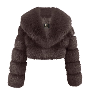 Black Cropped Jacket - Faux Fur Jacket - Cropped Fuzzy Jacket