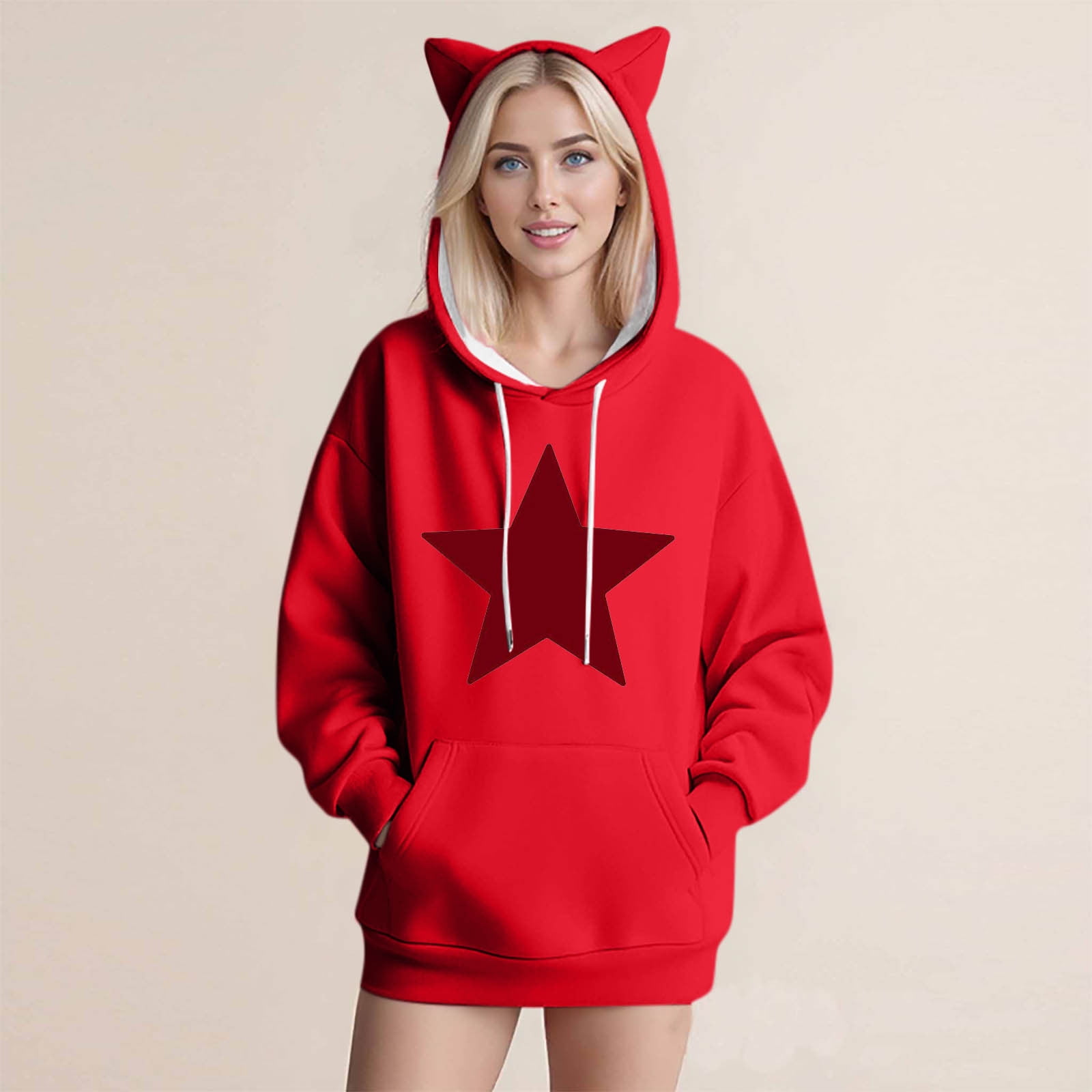 Cute Black Cat Print Women's Hoodie