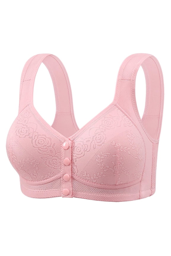 Daisy Bra for Seniors Front Closure - Wirefree Comfort Seamless Bralette, Push up Wide Straps Non-Slip Bands Bras