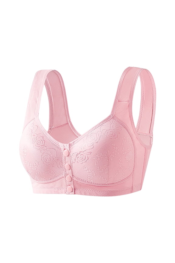 Daisy Bra for Seniors, No Underwire Comfortable Front Snap Closure Sleep Bras, Light Thin Breathable Simple Everyday Bra