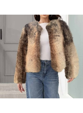 ジャケット・アウター coor Curly Fake Fur Crop Jumper (Brown) 203780952-1-brown?$n_750w$&wid