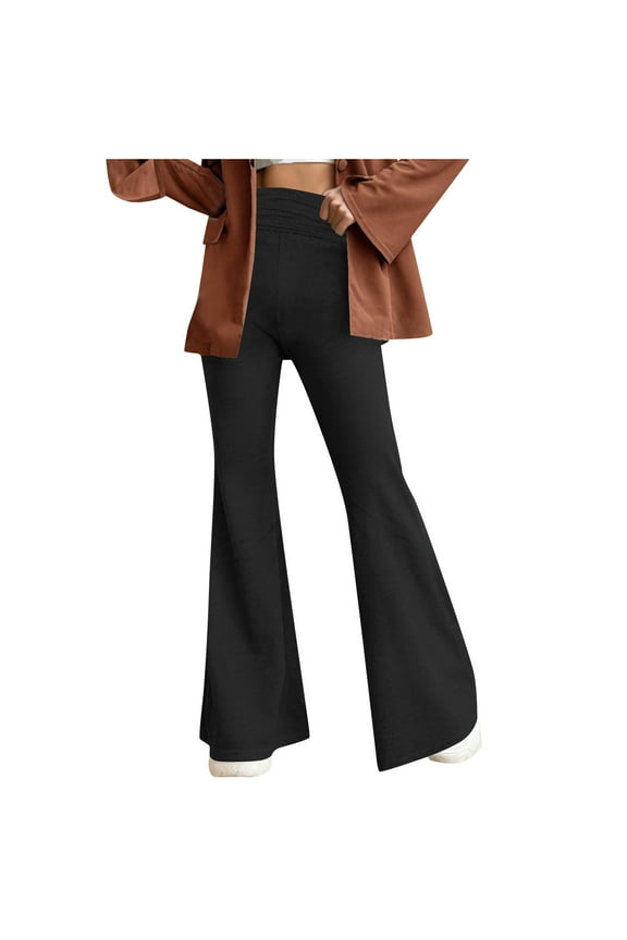 Flare Leggings for Women Low Rise Fold Over Flared Yoga Pants Bootcut Leggings Ladies Comfy Workout Pants