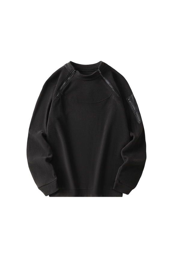 Fleece Sweatshirt for Men Quarter Zip Thermal Fall Winter Soft Tactical Pullover Tops Drop Shoulder Casual Shirts