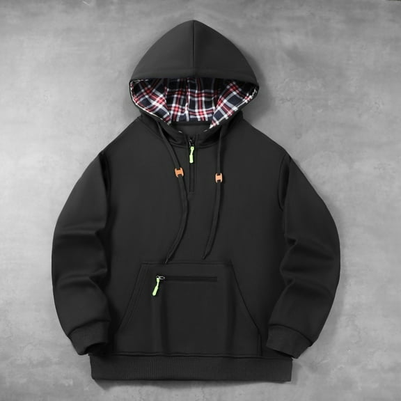 DAFPZW Fleece Sweatshirts for Men Long Sleeve Drawstring 1/4 Zip up Hoodies Casual Loose Fit Fall Winter Going Out Pullovers