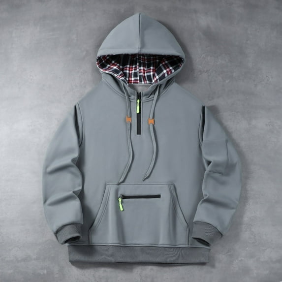 DAFPZW Fleece Sweatshirts for Men Long Sleeve Drawstring 1/4 Zip up Hoodies Casual Loose Fit Fall Winter Going Out Pullovers