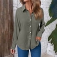 thumbnail image 1 of DAFPZW Gauze Blouses for Women Button Down Dress Shirts Fall Cozy Long Sleeve Textured Collared Fall Work Camping Clothes, 1 of 6