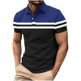 thumbnail image 1 of DAFPZW Golf Shirts for Men Short Sleeve Button V-Neck Tops Striped Moisture Wicking Vacation Outfits Slim Fit Blouses, 1 of 5