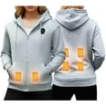 thumbnail image 1 of DAFPZW Heated Jackets for Women Cozy Multiple Zones Heating Winter Coats Full Zip Casual Long Sleeve Hooded Outerwear, 1 of 6