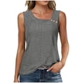 thumbnail image 1 of DAFPZW Irregular Collar Button Eyelet Tops for Women Court Style Ruffled Square Collar Tank Top Sleeveless Loose Fit Blouses, 1 of 8