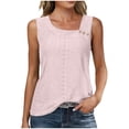 thumbnail image 1 of DAFPZW Irregular Collar Button Eyelet Tops for Women Court Style Ruffled Square Collar Tank Top Sleeveless Loose Fit Blouses, 1 of 8