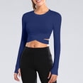thumbnail image 1 of DAFPZW Long Sleeve Crop Tops for Women Tummy Cross Fitted Yoga Running Shirts Gym Workout Cropped Tops, 1 of 5
