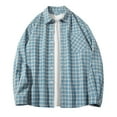 thumbnail image 1 of DAFPZW Long Sleeve Plaid Button Down Shirt Cotton for Men Casual Work Shirts 2025 Fall Fashion Utility Pockets Blouses, 1 of 7