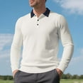 thumbnail image 1 of DAFPZW Long Sleeve Shirts for Men Casual Knit Golf Shirts Lightweight Dress Button T-Shirts Lapel Collared Pullover Tops, 1 of 7
