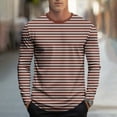 thumbnail image 1 of DAFPZW Long Sleeve T Shirt Men Trendy Round Neck Fall Tee Tops Casual Stripe Print Classic T-Shirts Fall Shirts Tees, 1 of 5
