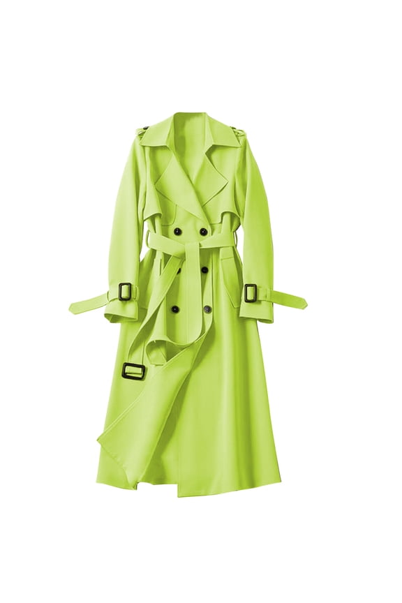 Long Trench Coat for Women Trendy Oversized Fall Plus Size Classic Jackets Windproof Overcoat Outerwear with Belt