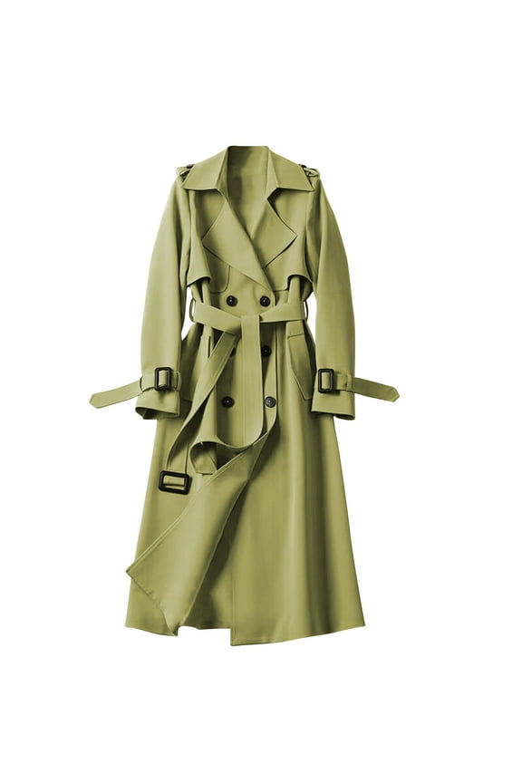 Long Trench Coat for Women Trendy Oversized Fall Plus Size Classic Jackets Windproof Overcoat Outerwear with Belt