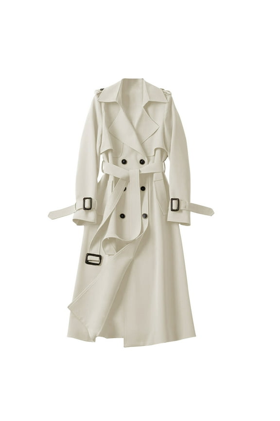 Long Trench Coat for Women Trendy Oversized Fall Plus Size Classic Jackets Windproof Overcoat Outerwear with Belt