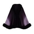 thumbnail image 1 of DAFPZW Luxury Faux Fur Trim Cape Coat for Women Winter Gradient Elegant Batwing Poncho Fuzzy Cloak Warm Oversized Shawl, 1 of 5