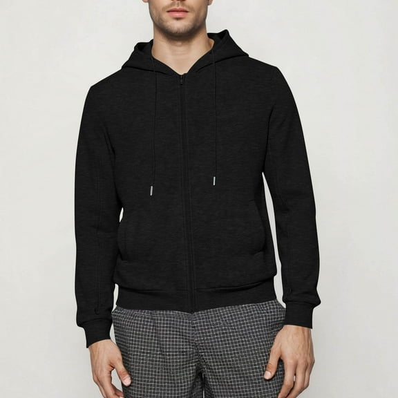 DAFPZW Men Dialysis Sweatshirt with Arm Zipper Full Zip Fleece Hoodie Solid Long Sleeve Cotton Heavyweight Jacket