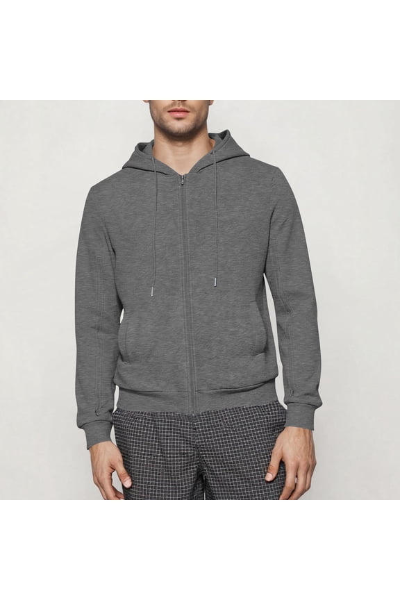 Men Dialysis Sweatshirt with Arm Zipper Full Zip Fleece Hoodie Solid Long Sleeve Cotton Heavyweight Jacket